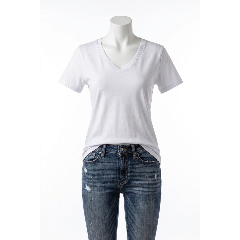 NEW AMPERSAND AVE lilac v neck tee in white